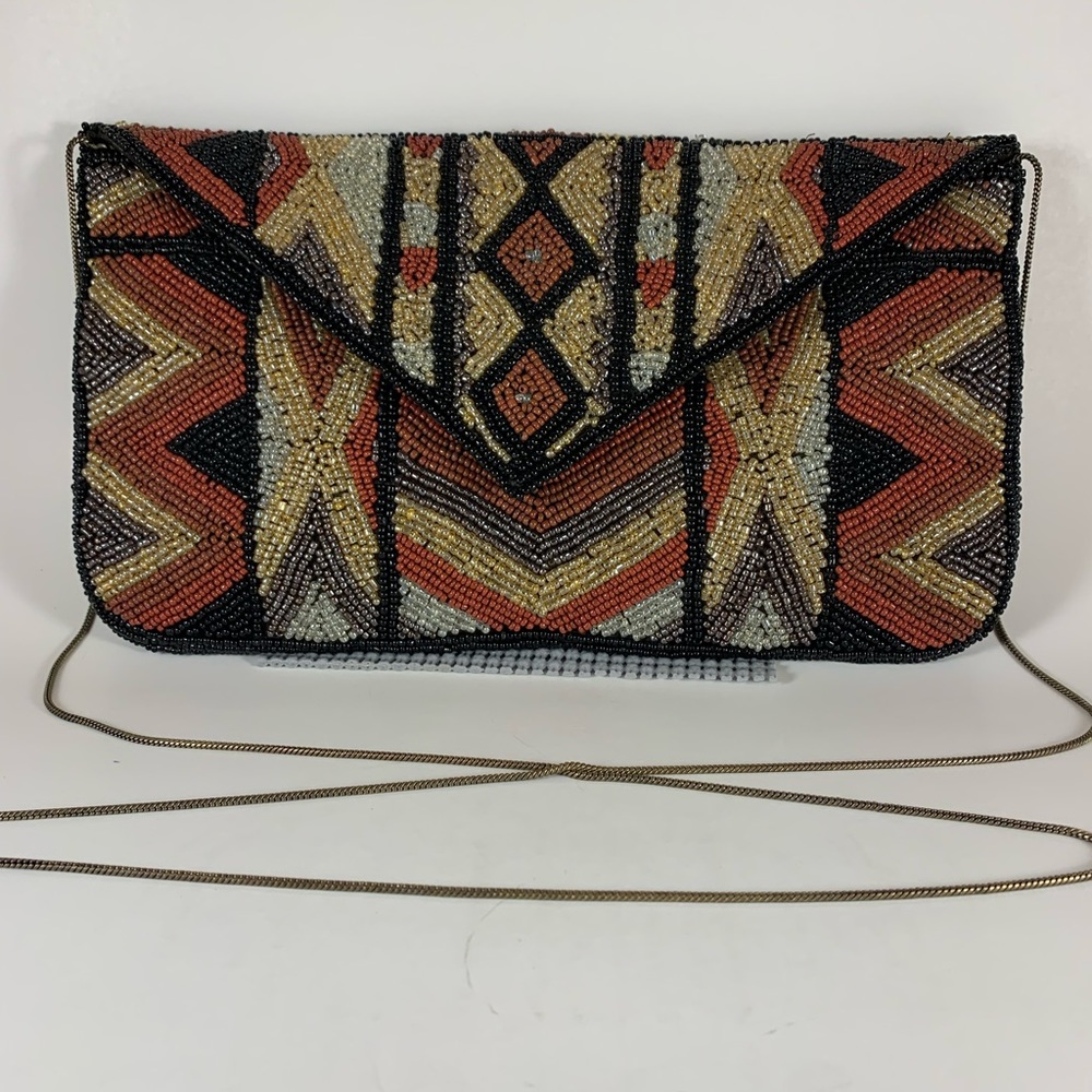 Beautiful vintage beaded evening purse, earthtones, great condition!
